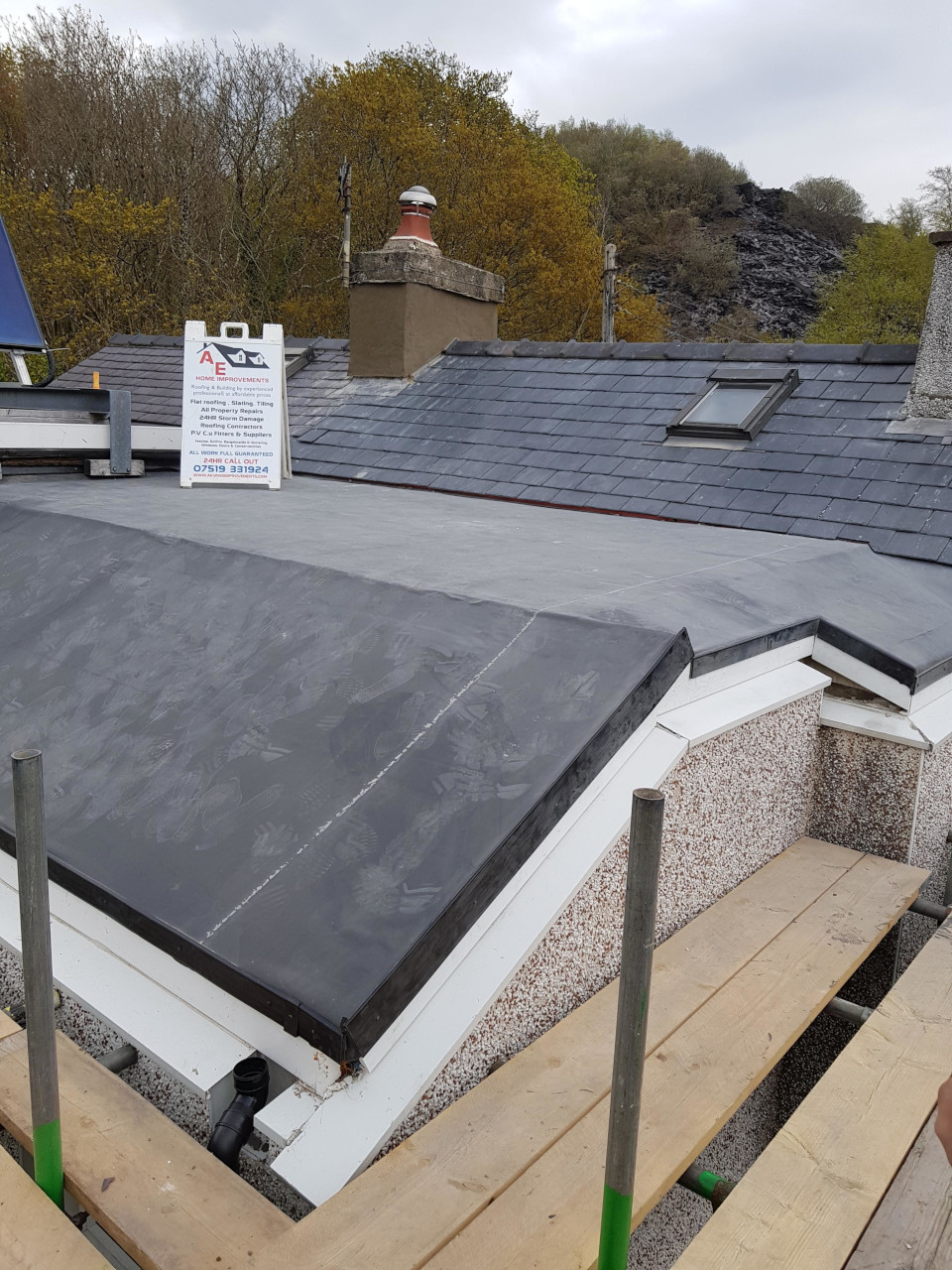 New EPDM rubber flat roof by A E Roofing